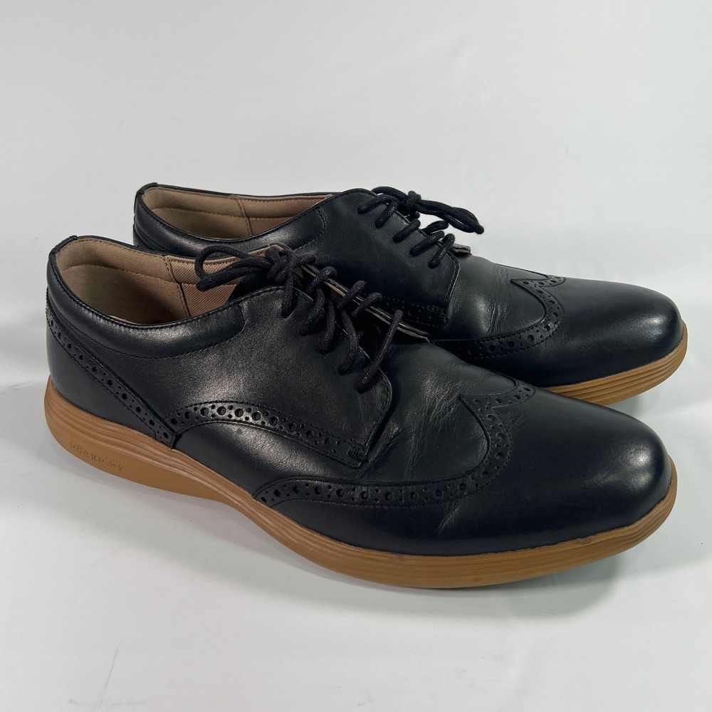 Cole Haan Men's OriginalGrand Wingtip Oxford in‎ Black Leather/British Tan 10.5